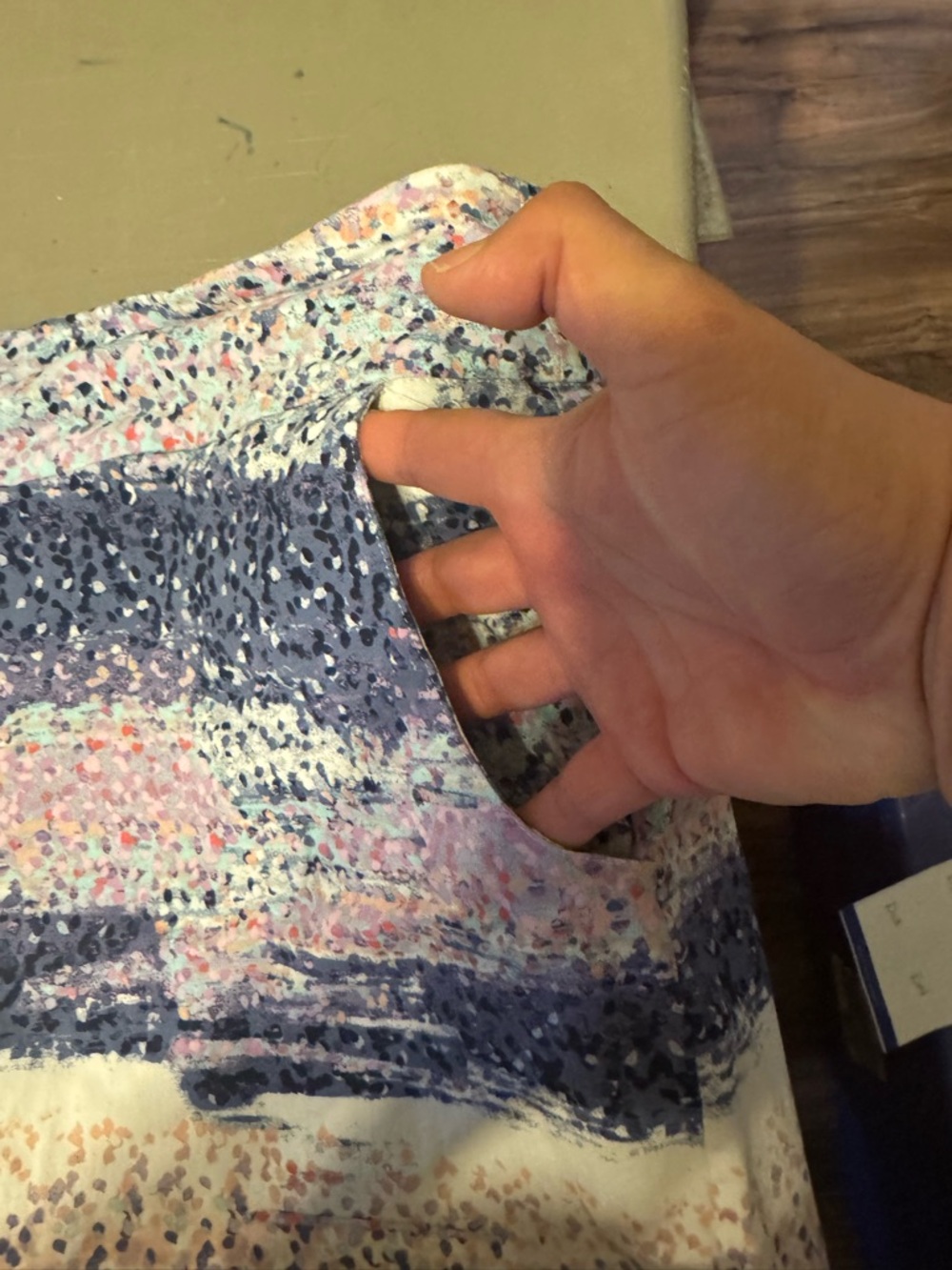 Zac & Rachel Multicolor Speckled Print Top — Blue, Pink, White